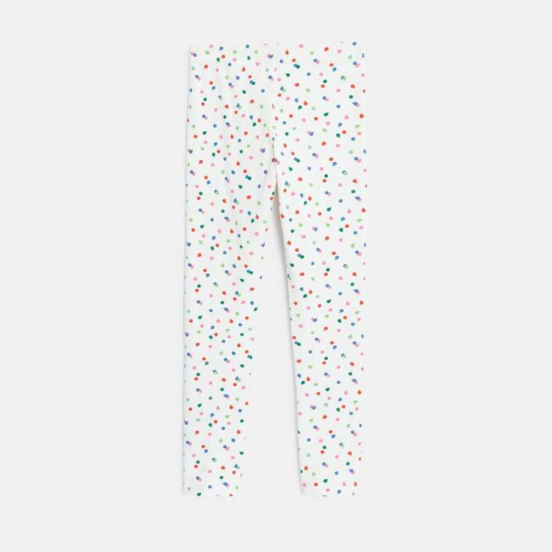 Legging fille blanc à pois en coton recyclé Catimini