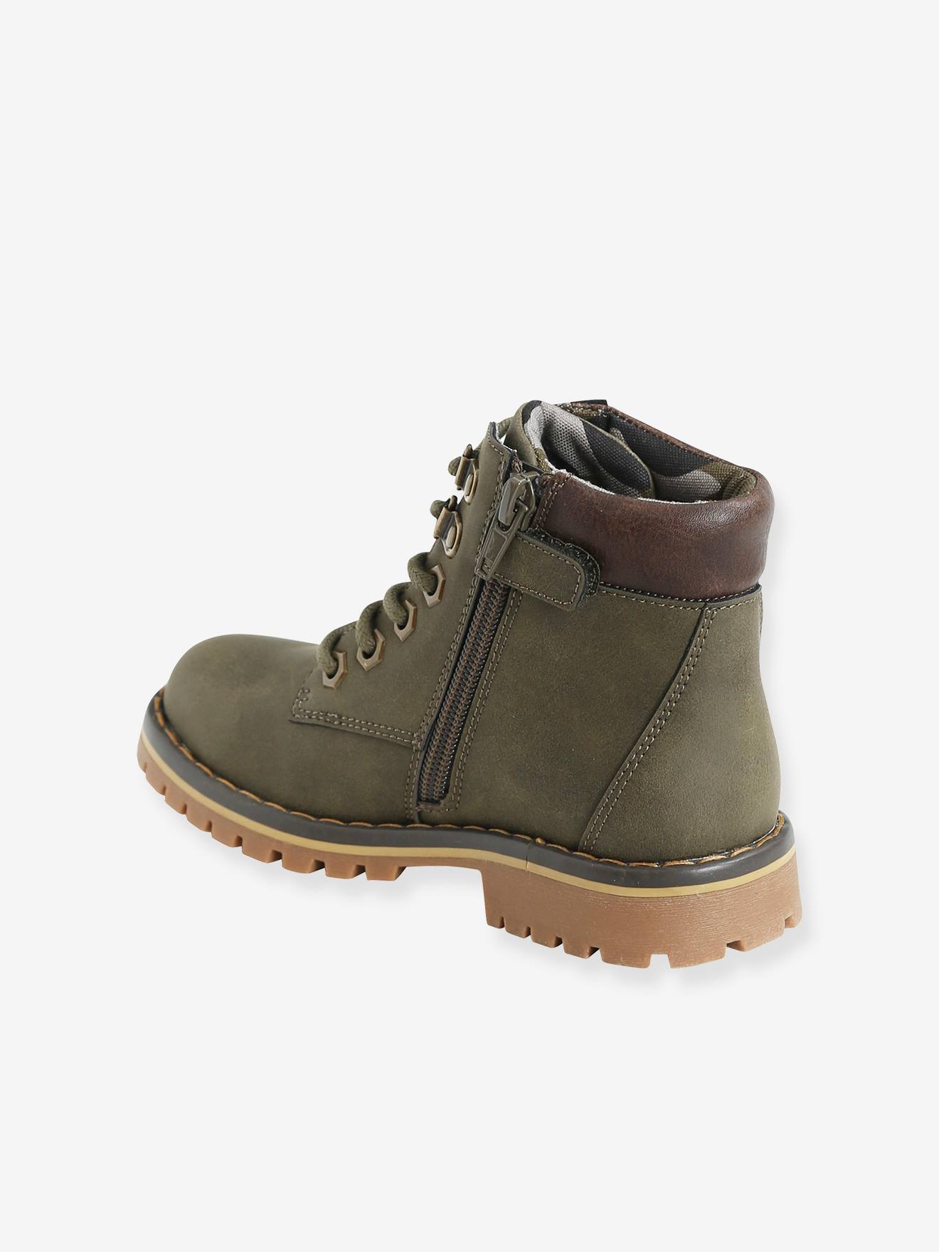 Vertbaudet Jungen Schnürboots mit Reißverschluss - dunkelkhaki