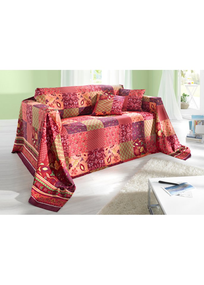 Tagesdecke mit Patchwork Druck