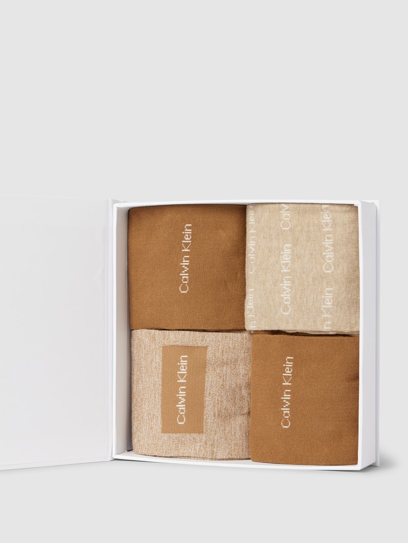 Socken mit Label-Stitching im 4er-Pack in beige