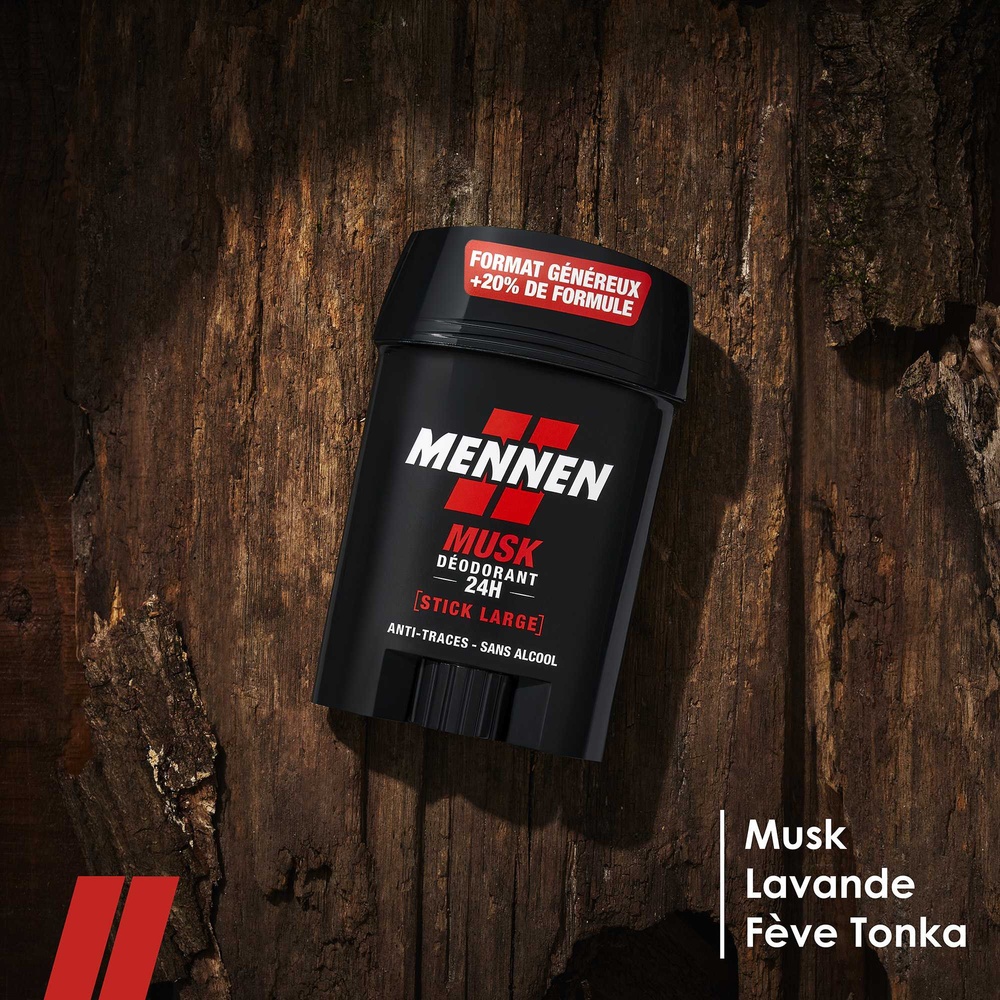mennen MUSK Deodorant homme 24H stick large sans alcool anti traces