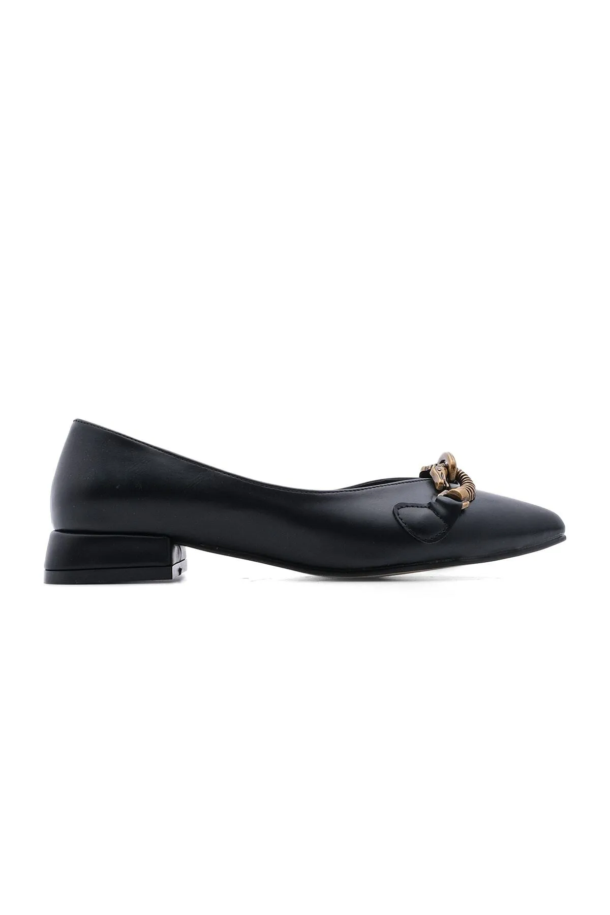 Marjin  Ballerinas mit spitzer Spitze und Kettenschnalle für Damen Kosef Schwarz