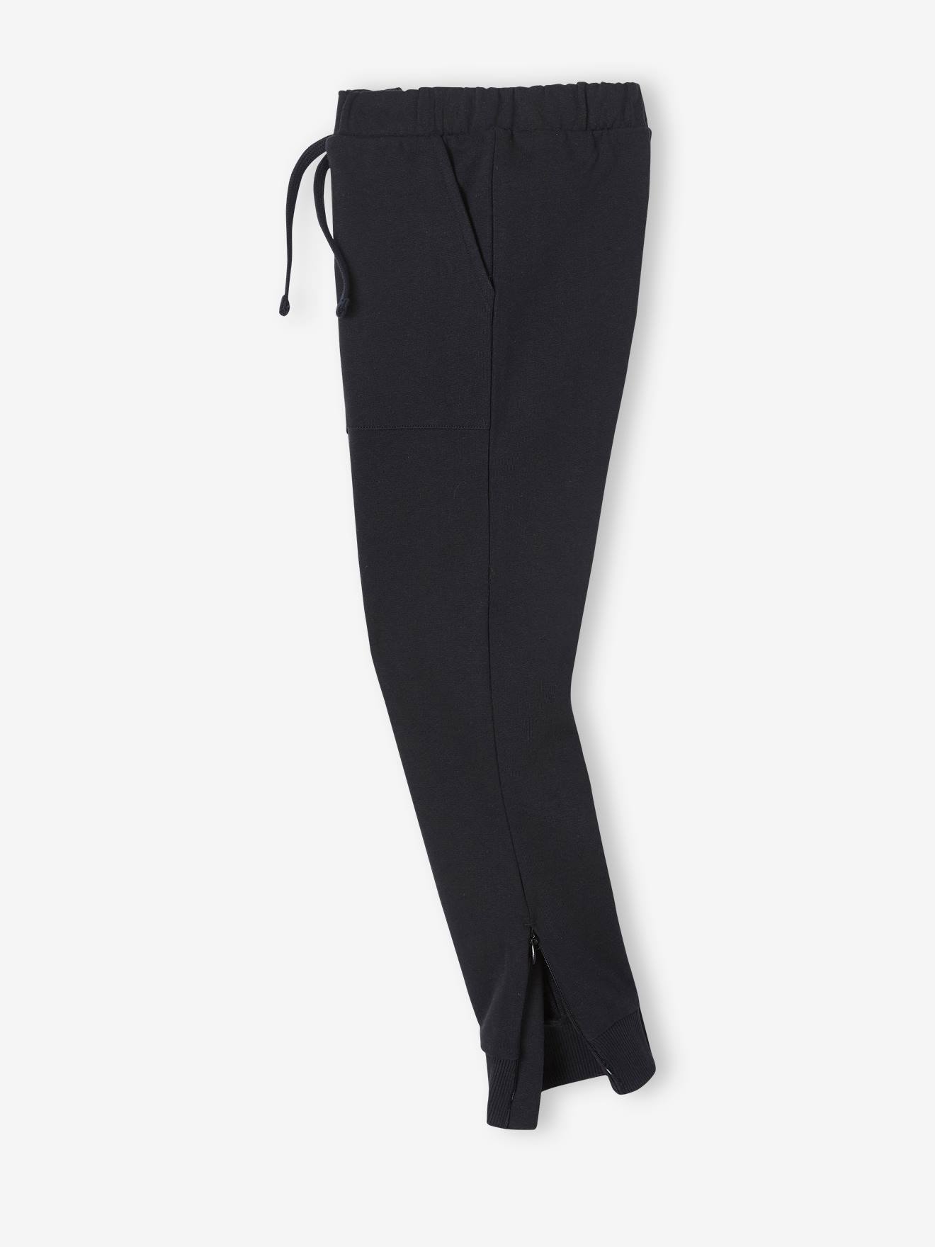 Jogging sport bas zippé garçon poches charpentier noir