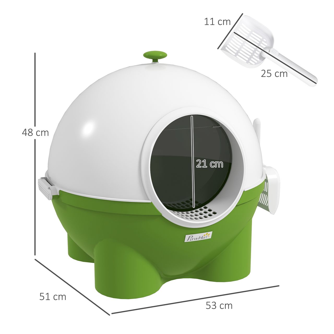 PawHut Katzenklo, Katzentoilette mit Deckel, Schaufel, für Katzen bis 4 kg