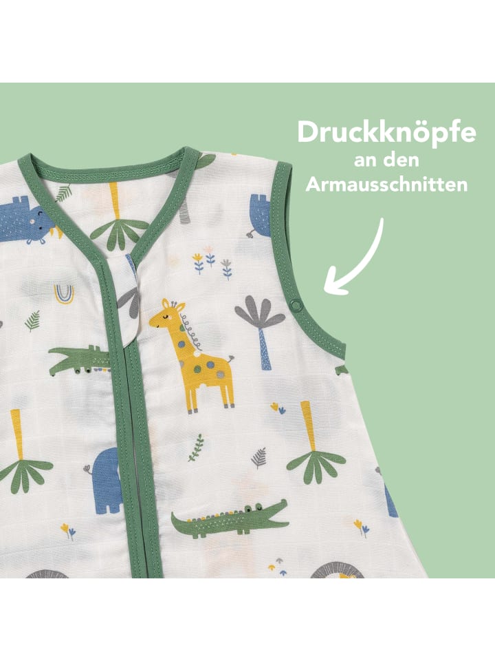 Schlummersack Musselin Schlafsack mit Füßen, 0.5 TOG in Dunkelgrün günstig kaufen