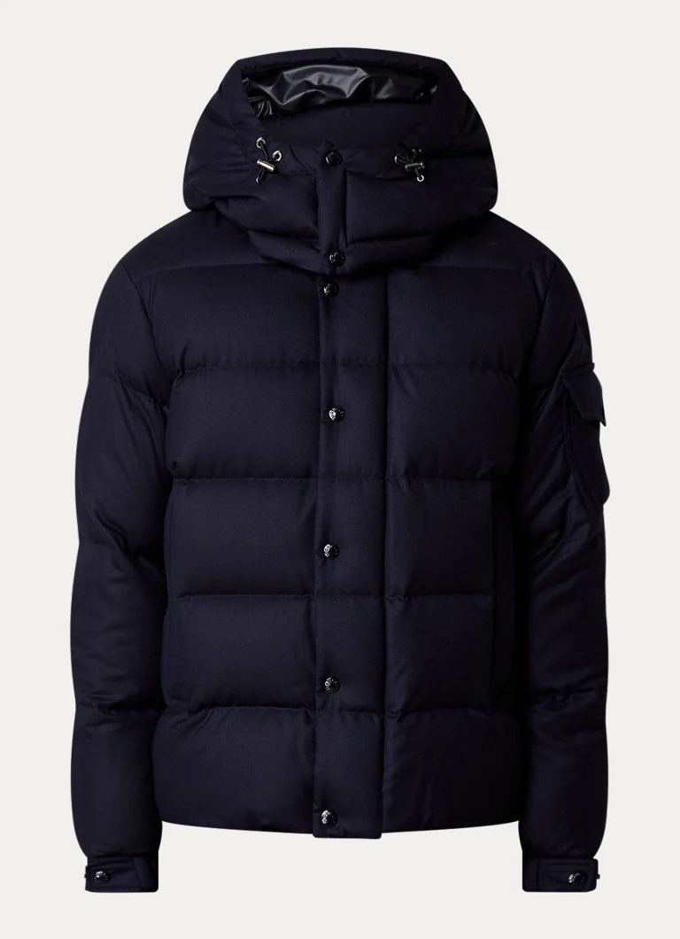 Moncler Vezere dūnu jaka, kas izgatavota no neapstrādātas vilnas ar dūnu pildījumu