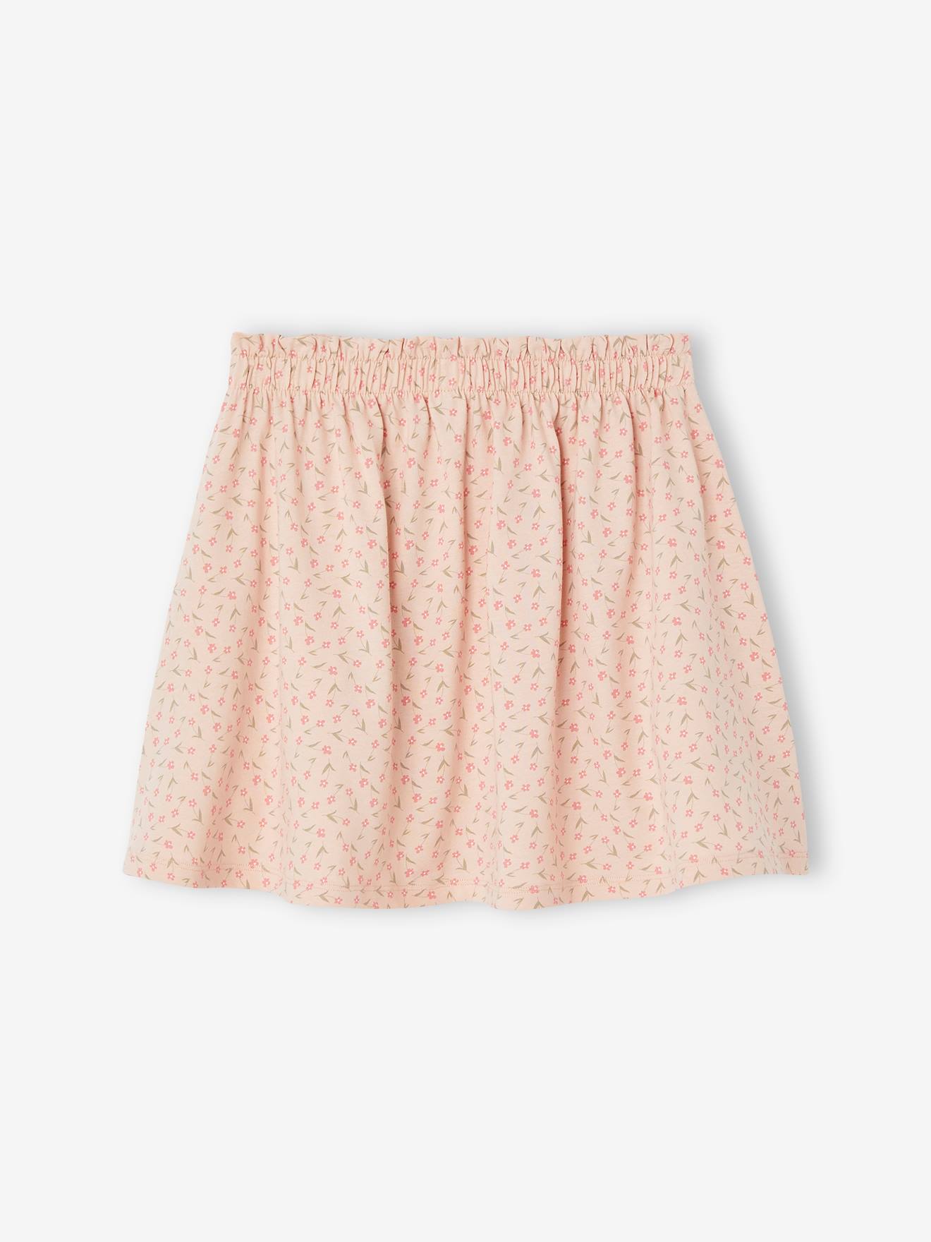 Vertbaudet Mädchen Rock BASIC Oeko-Tex - graugrün geblümt gänseblümchen