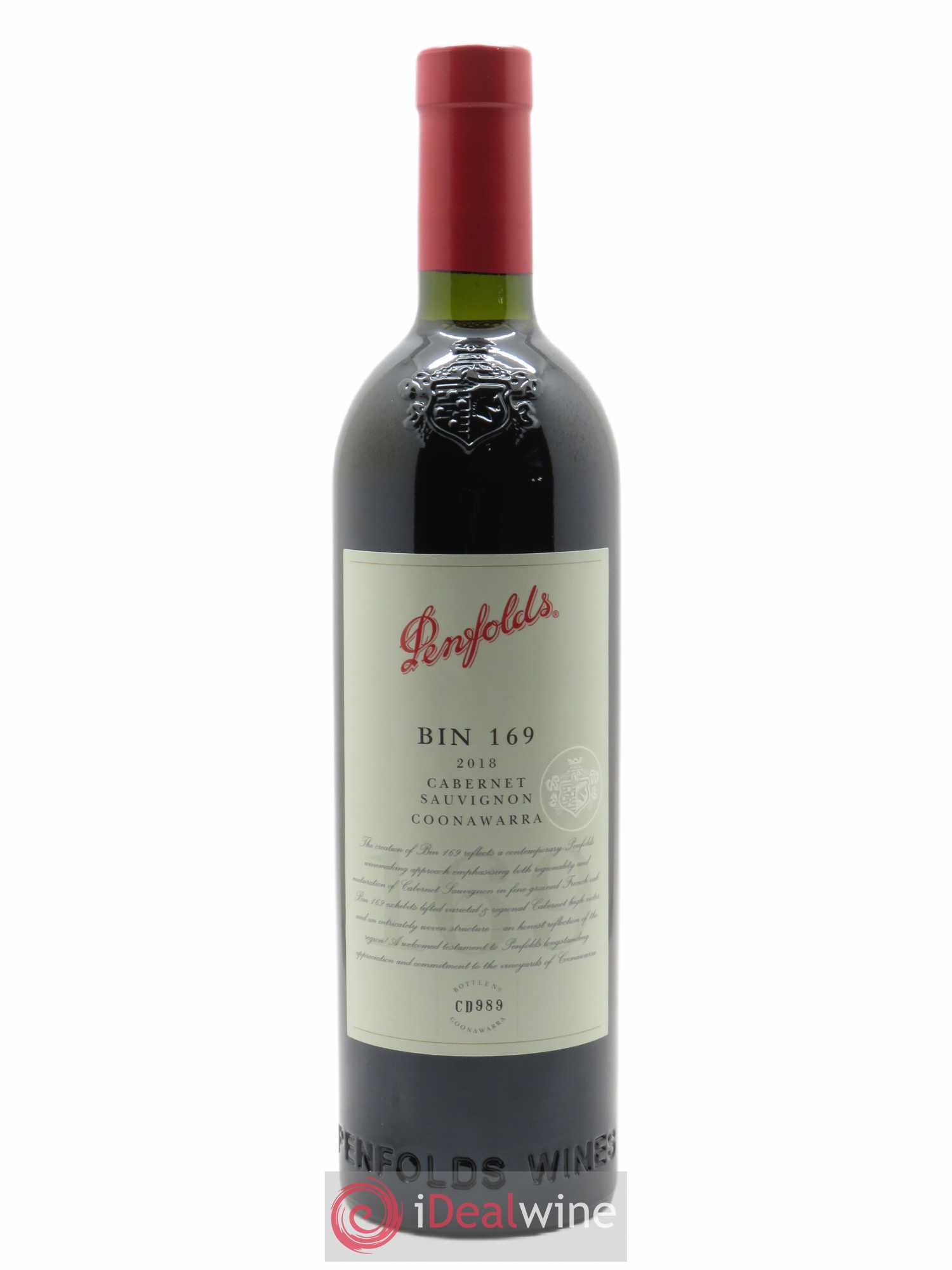 Coonawarra Penfolds Wines Bin 169 Cabernet sauvignon  2018 - Lot de 1 Bouteille