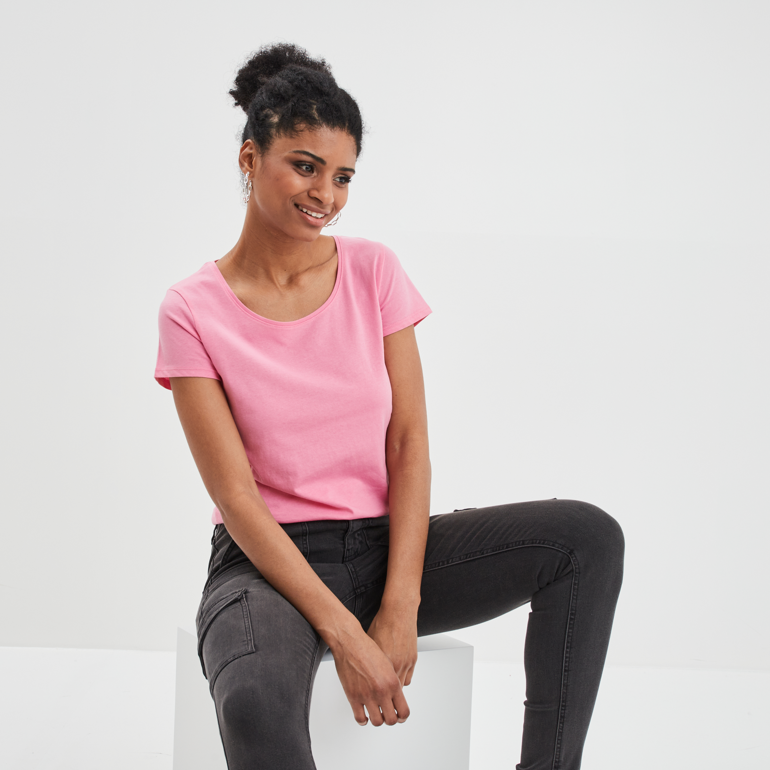 T-shirt manches courtes rose femme | La Halle