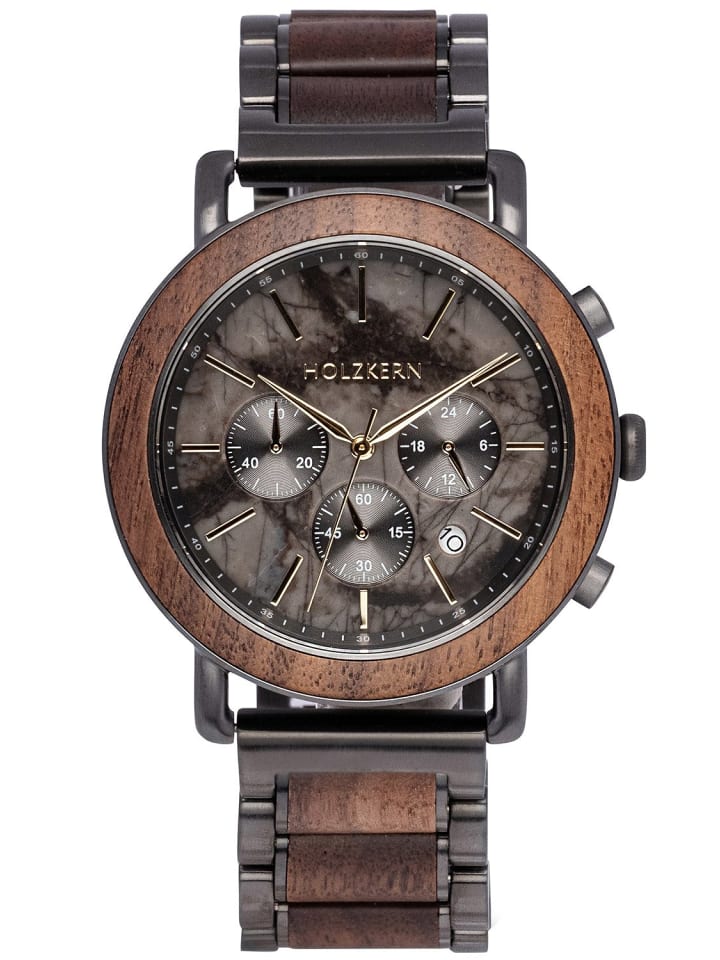 Holzkern Herrenuhr Quarz Chronograph Askja Walnuss/Marmor Anthrazit günstig kaufen onesize