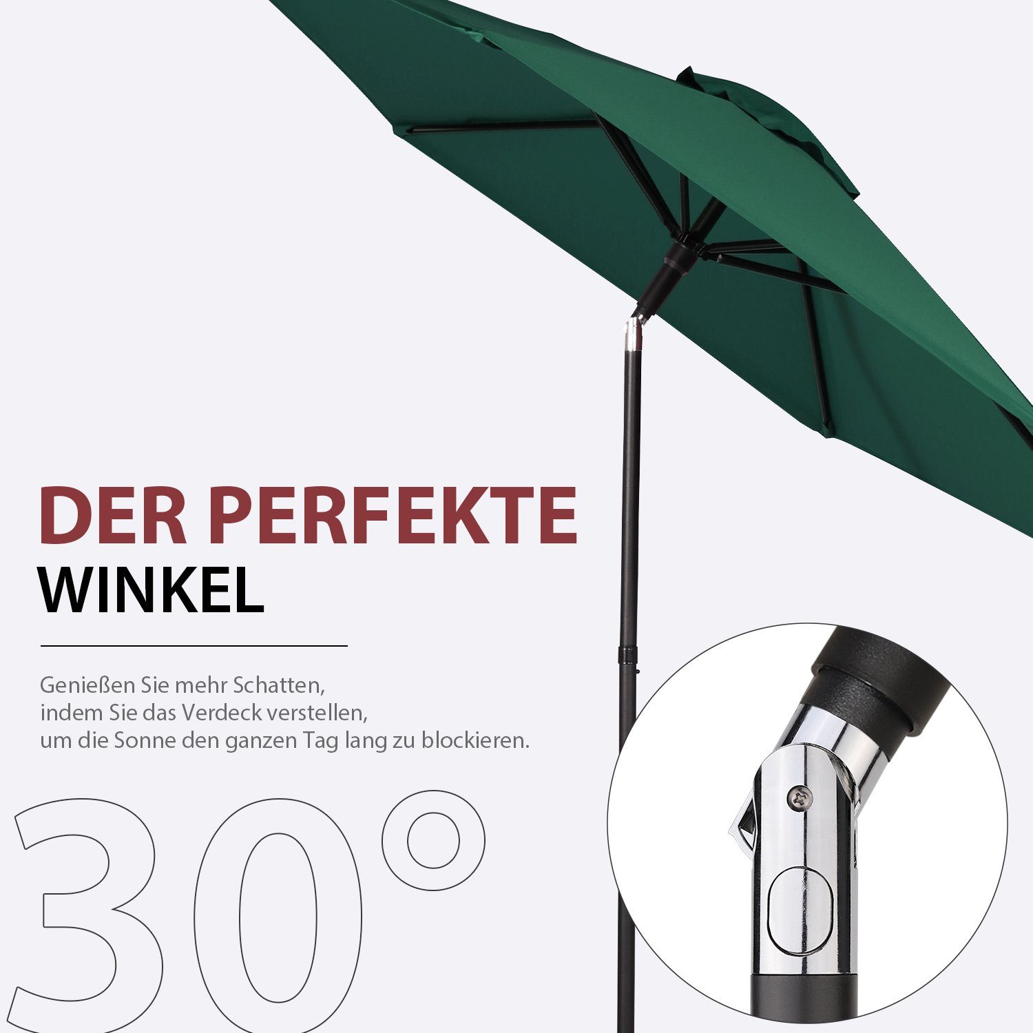 Sekey Sonnenschirm 220 cm Gartenschirm Strandschirm Marktschirm knickbar Balkonschirm, LxB: 220,00x220,00 cm, für Terrasse, Balkon, Garten, Sonnenschutz UV50+