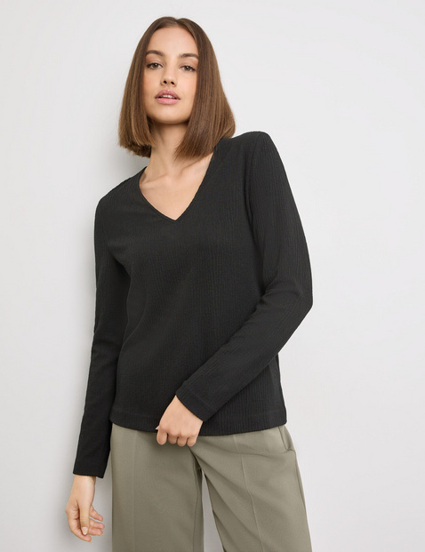 Langarmshirt aus Struktur-Jersey