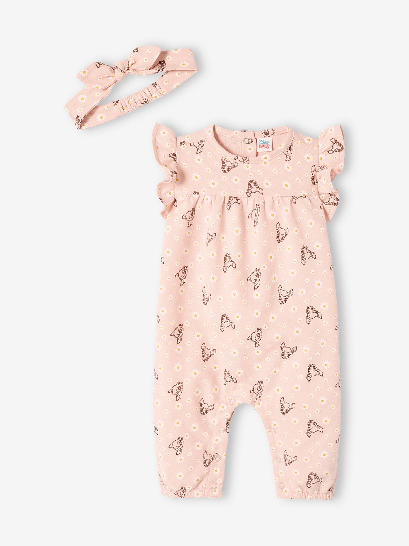 Ensemble fille 2 pièces DS® Bambi combinaison + bandeau vieux rose