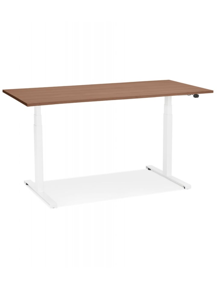 KADIMA DESIGN Elektrischer Sitz-Steh-Schreibtisch Holz Metall | Modern in Braun-Weiß günstig kaufen