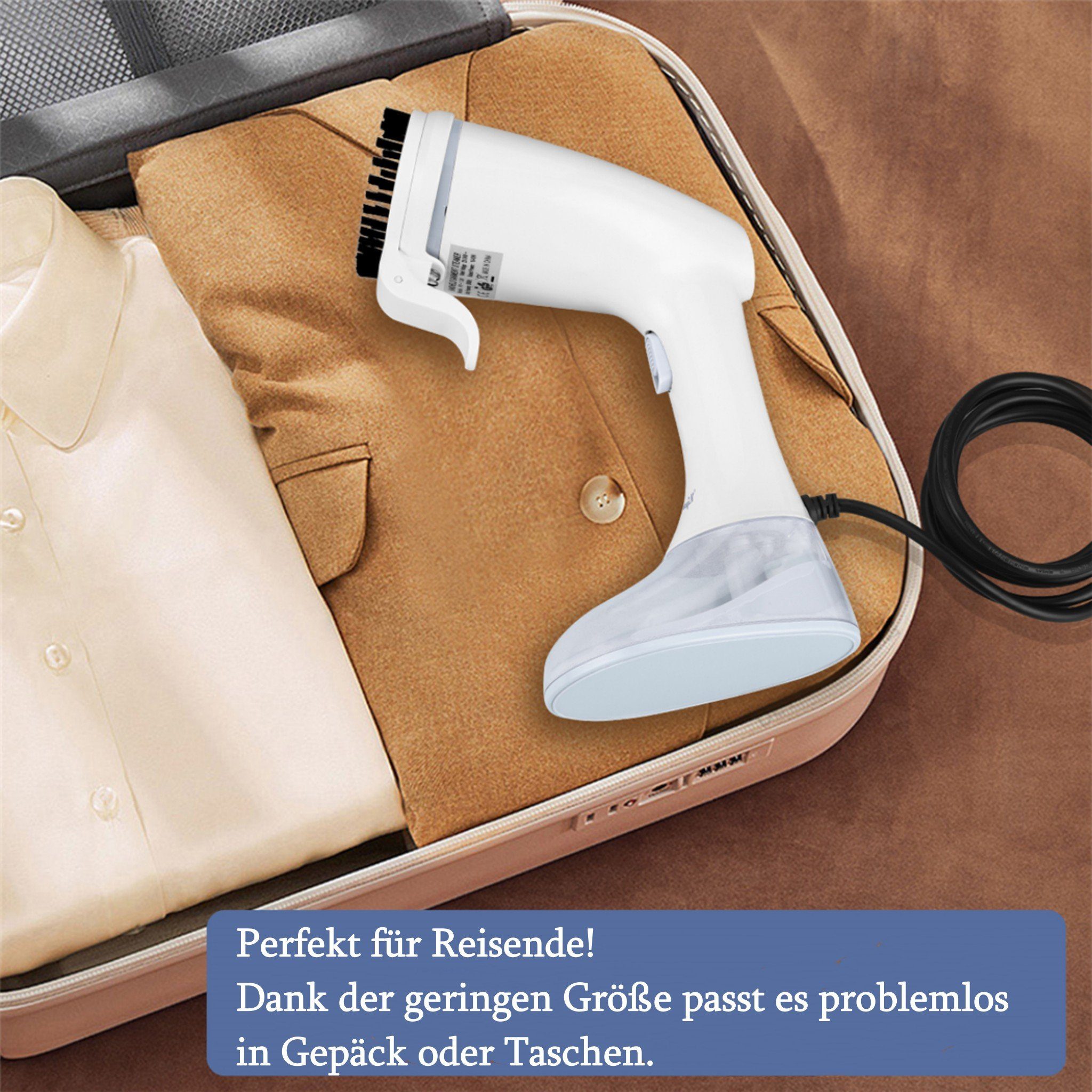 CkeyiN Dampfbürste Handdampfbürste, tragbare Haushaltsdampfbürste, 1640,00 W, glatte Bodenplatte aus Edelstahl, 350ml-Wassertank
