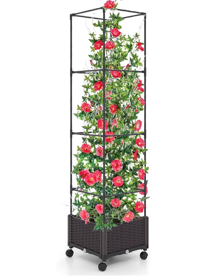 COSTWAY Rankhilfe mit Blumenkasten 40x40x170cm in Braun günstig kaufen onesize