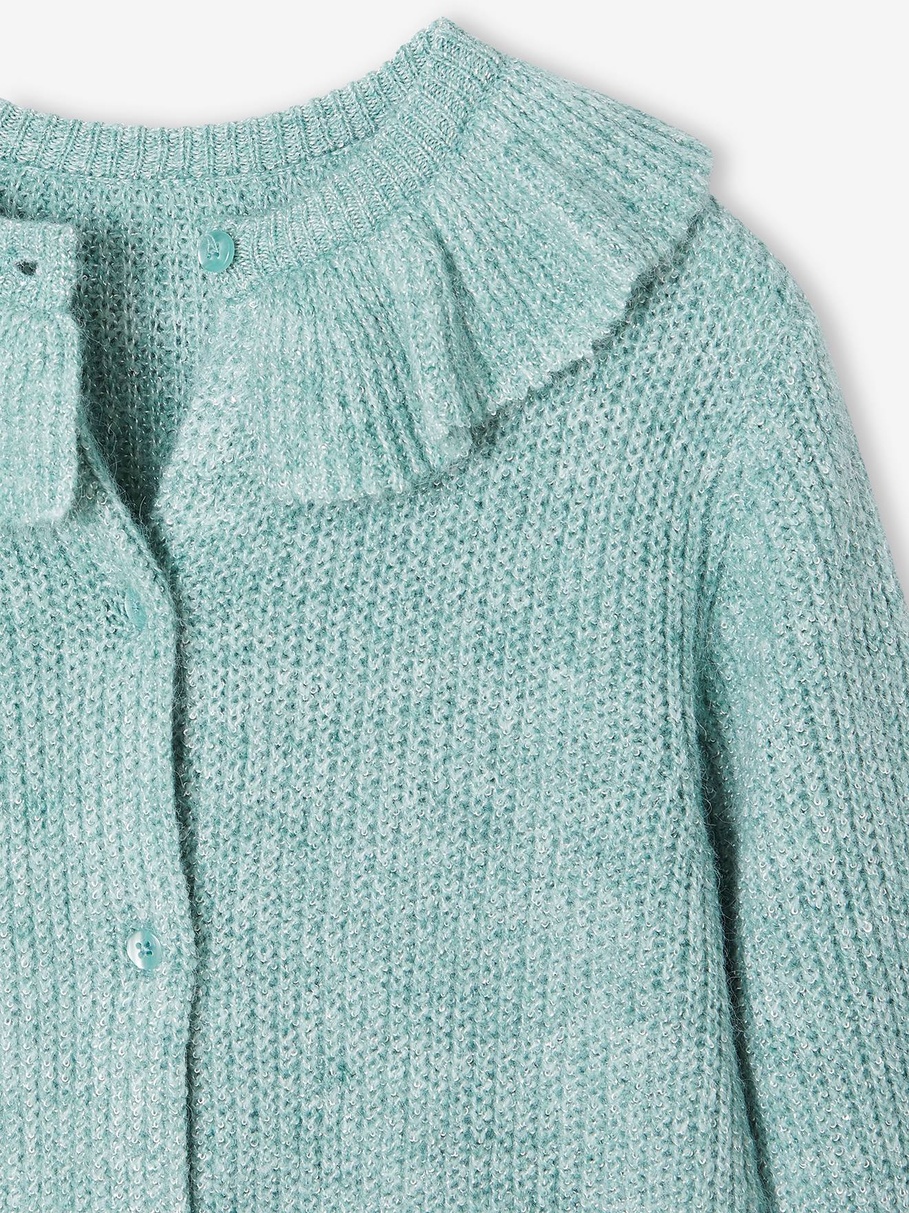 Gilet à collerette en maille mousseuse fille rose