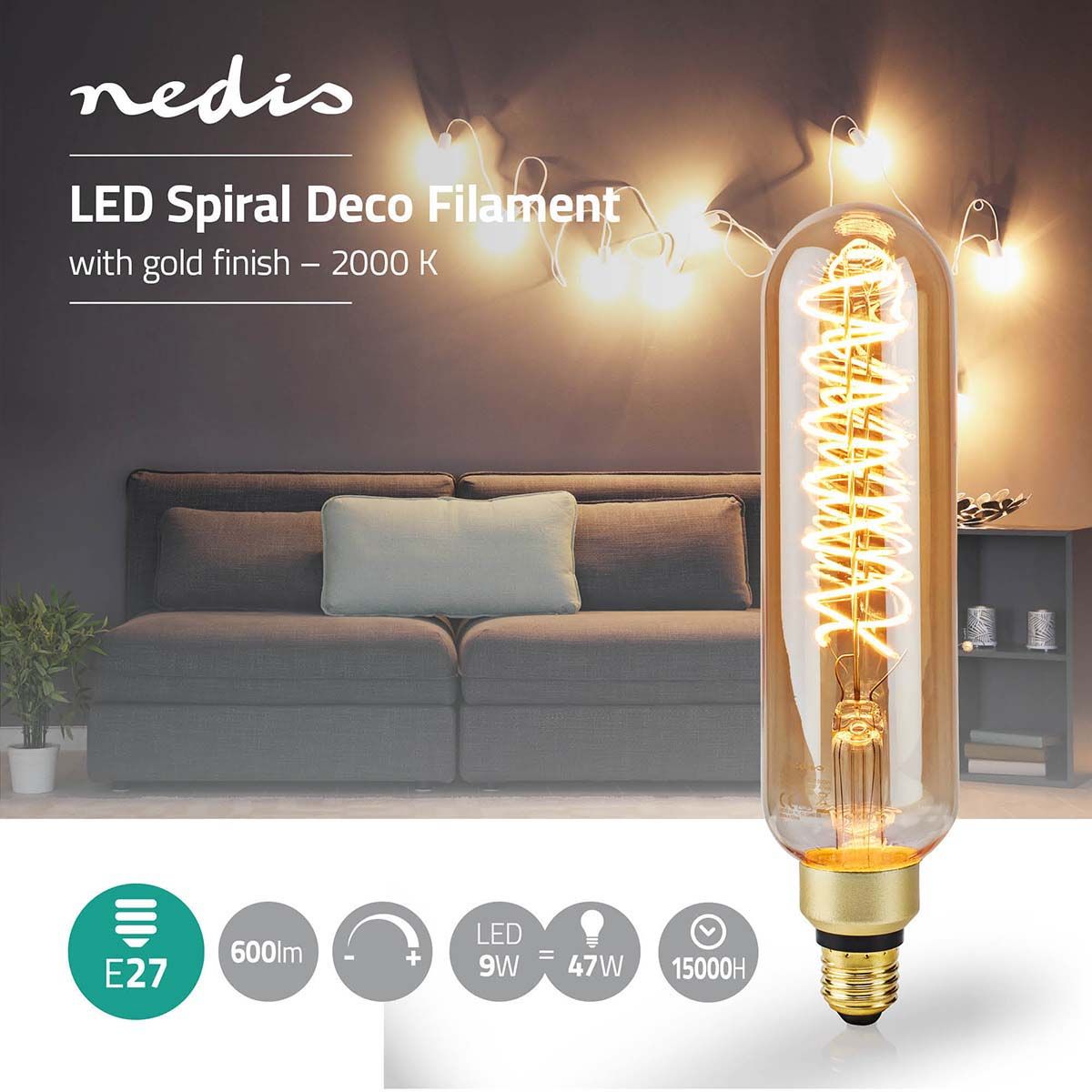 Nedis LBSDE27T65GD E27 LED-Filament-Lampe
