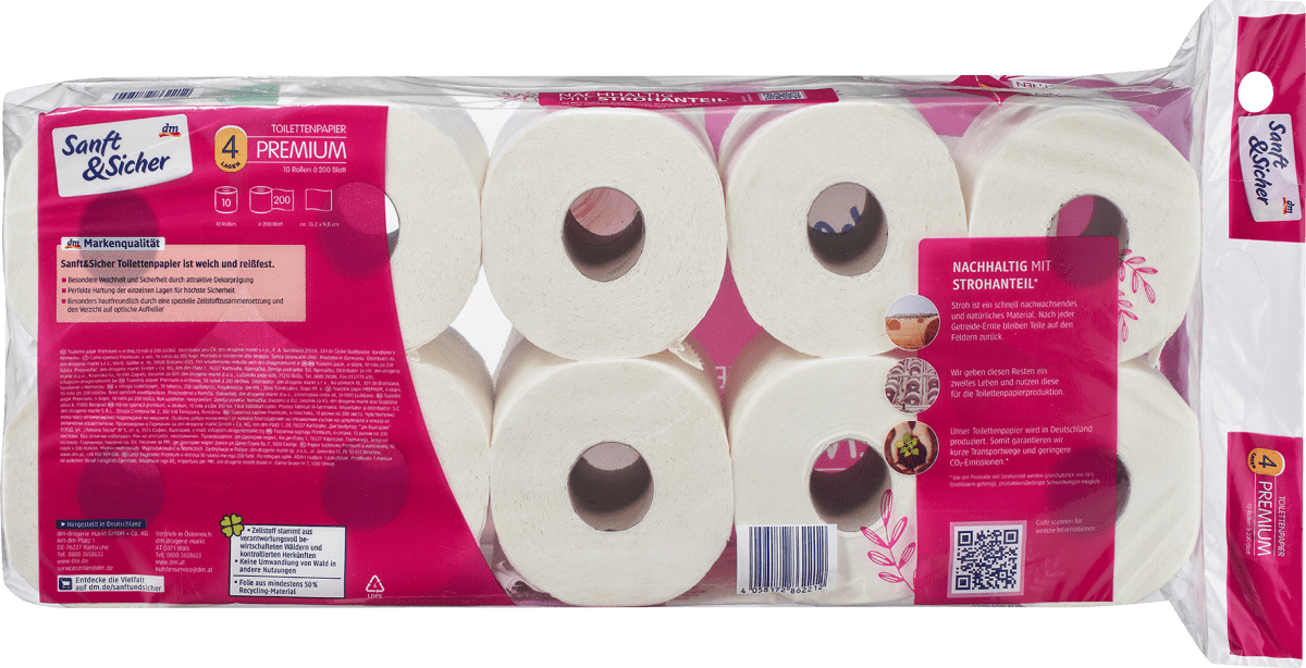 Toilettenpapier Premium 4-lagig (10x200 Blatt), 10 St