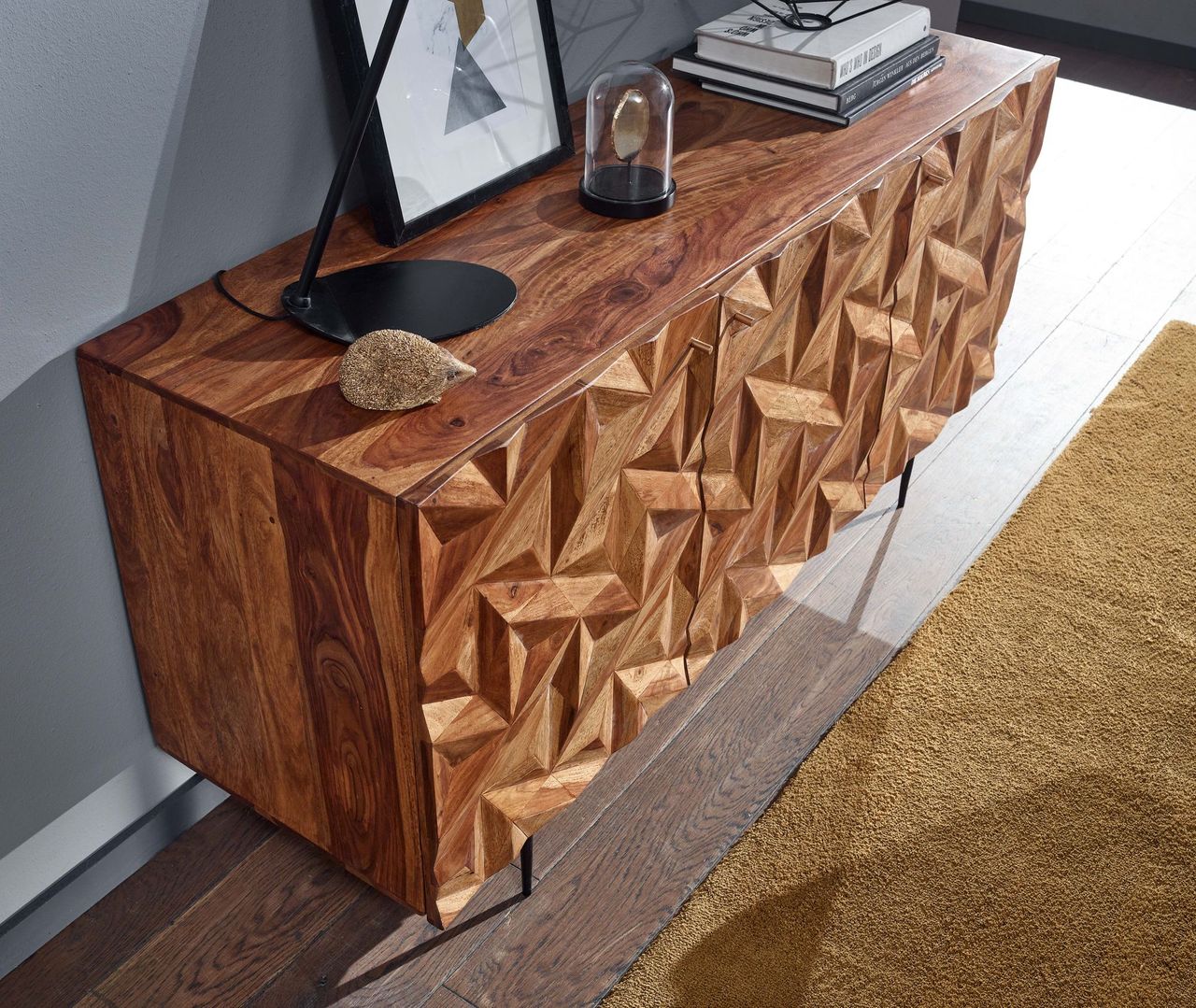 Skyport WOHNLING Sideboard 144x72x47 cm Holz Massiv Kommode Anrichte Modern Standschrank