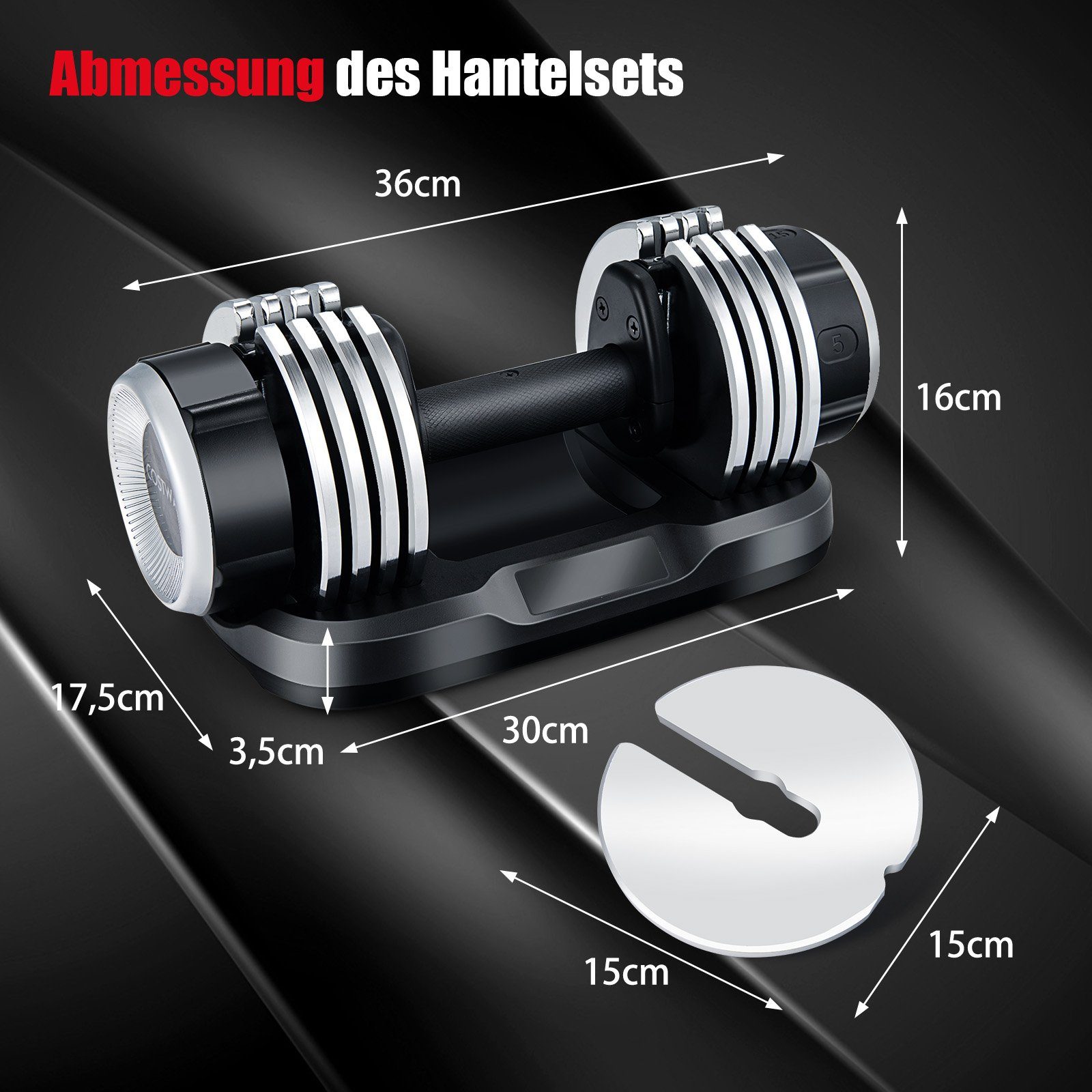 COSTWAY Kurzhantel Hantel-Set, Gewichtsverstellbare, mit Anti-Rutsch-Griff
