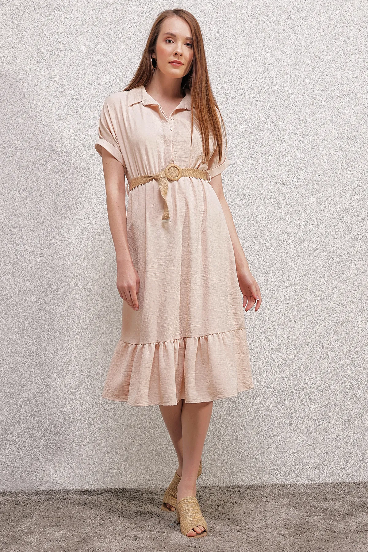 Bigdart  2292 Kleid mit Gürtel – Creme