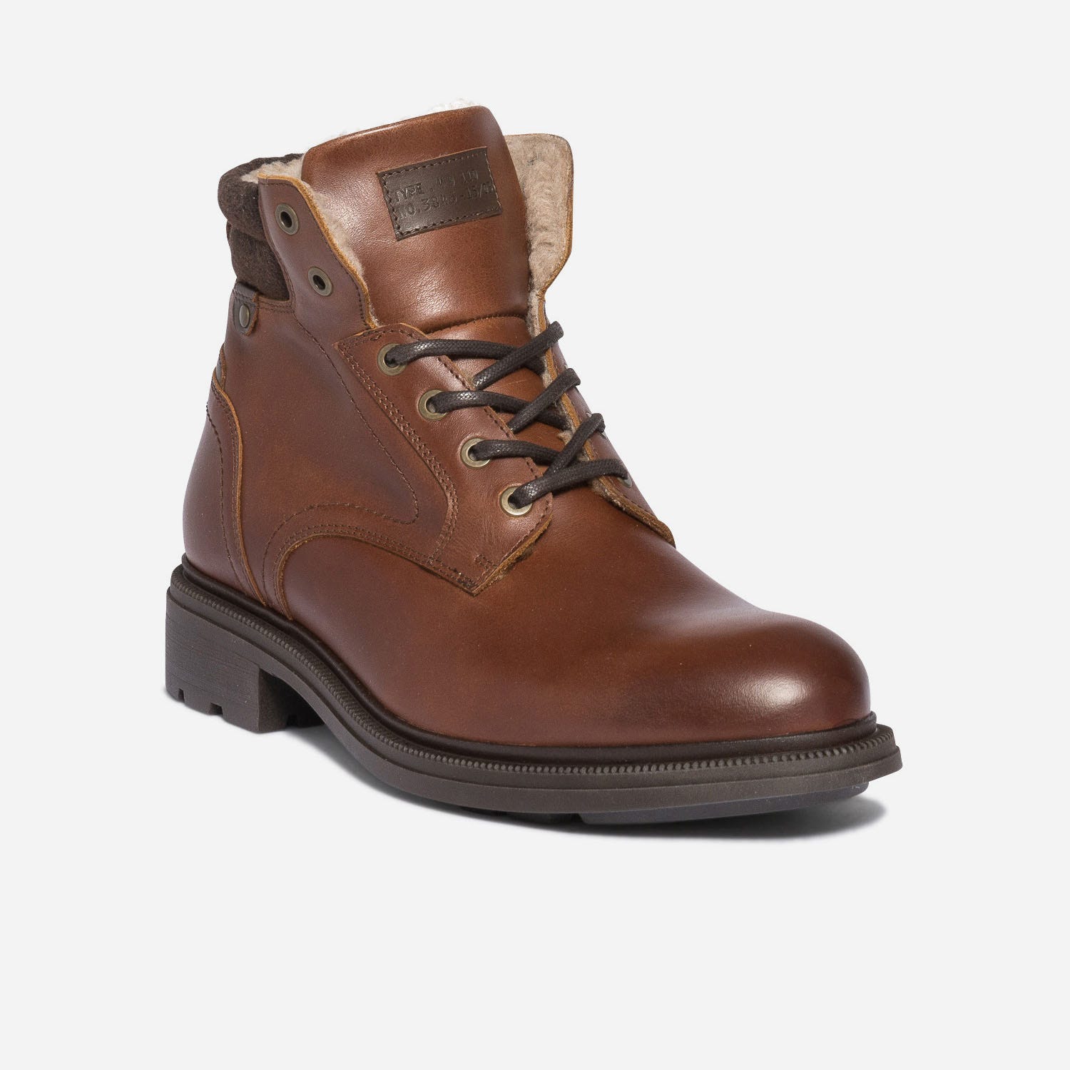 Bottine fourrée marron éco-conçu en cuir