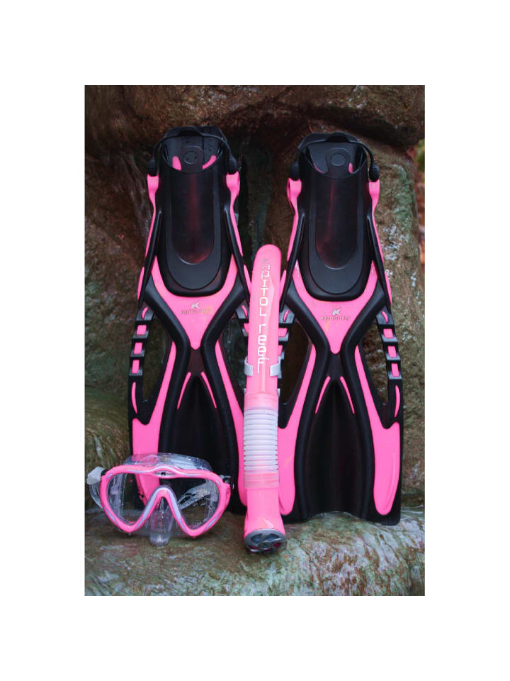 Kapitol Reef  Kapitol Reef 3-teiliges Taucherset Flossen Maske Schnorchel Profiqualität pink günstig kaufen onesize