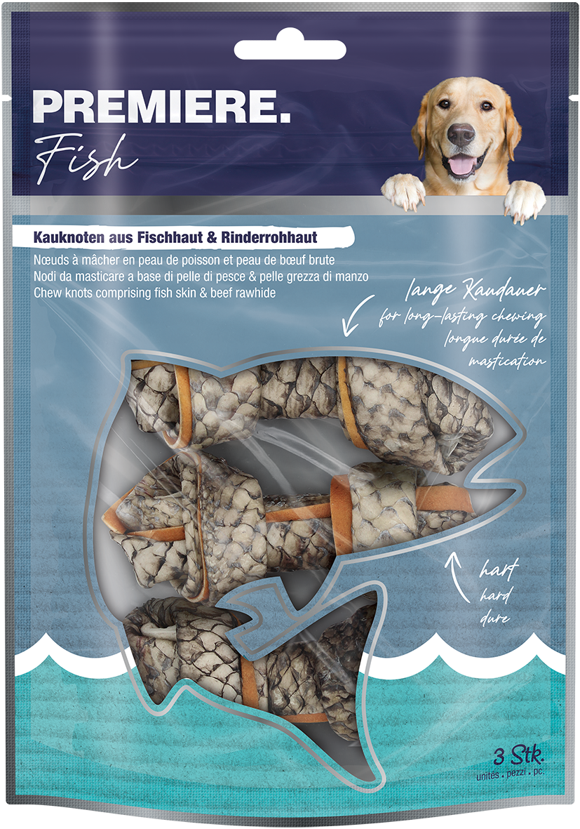PREMIERE Snacks PREMIERE Kauknochen Fisch- & Rinderrohhaut 3 Stk, 135g