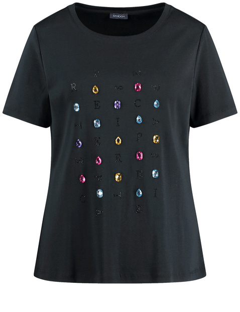Baumwoll T-Shirt mit Glitzersteinen