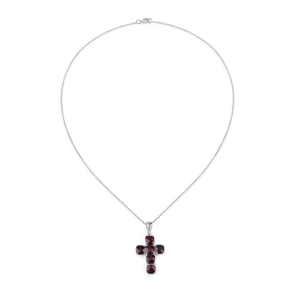 Rafaela Donata Chaîne Croix Argent sterling Grenat en Argent Bijoux