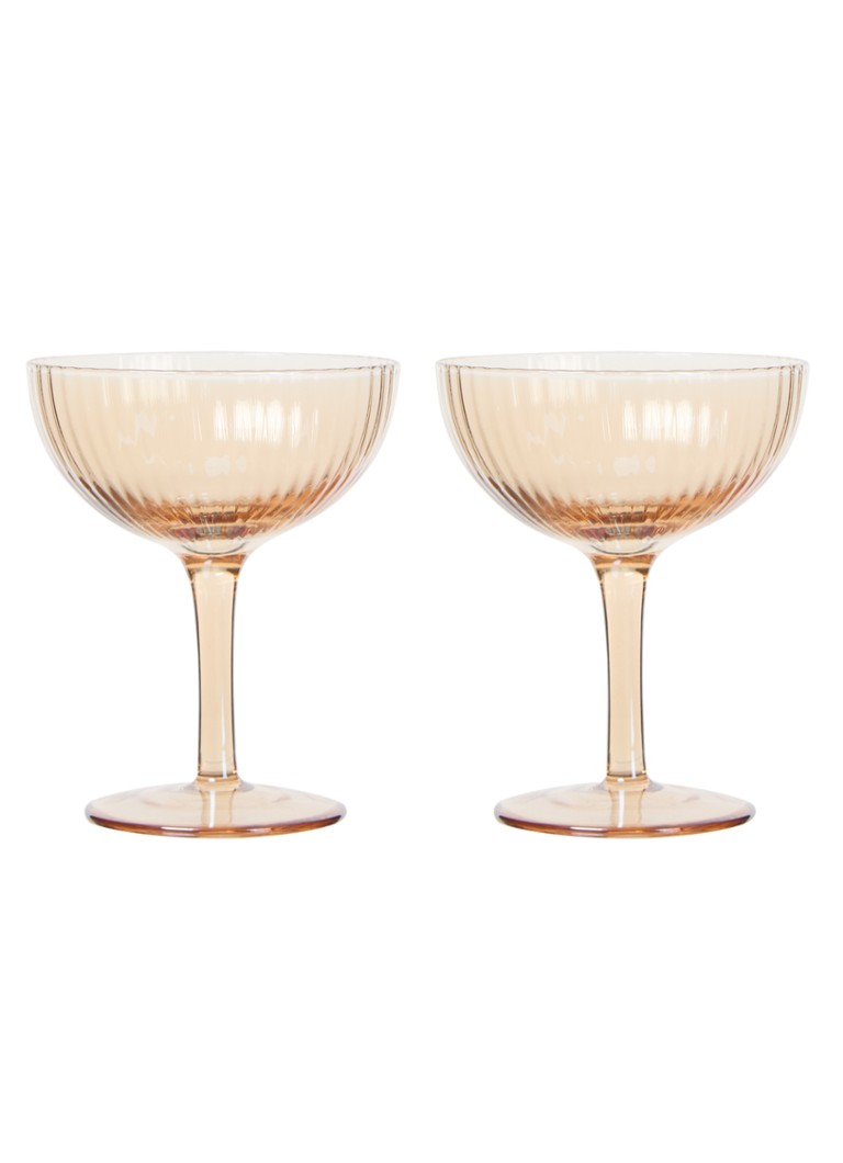 Set de 2 pahare de șampanie Vondels Ripple Candlestick 15 cl