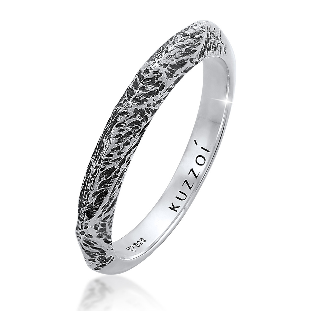 KUZZOI KUZZOI Bague Bague pour homme à anneau étroit d'aspect usagé Tendance solide en a Bague