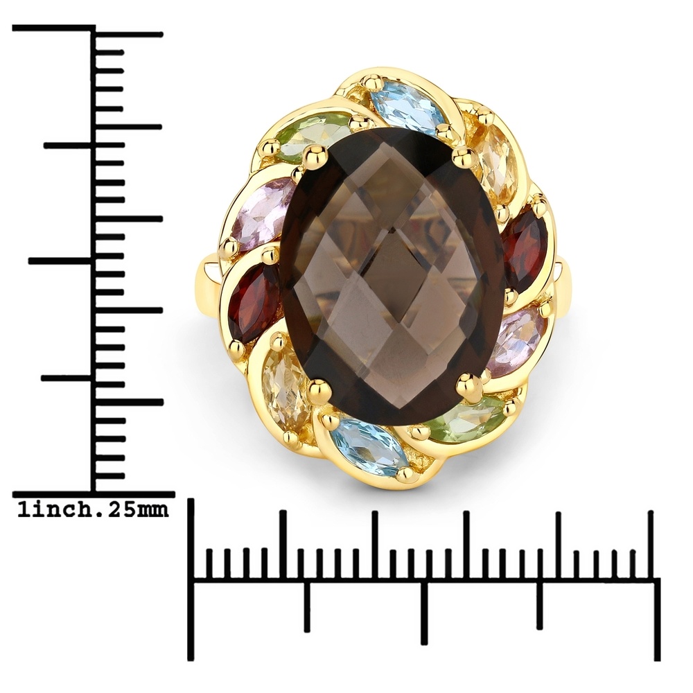 Rafaela Donata Bague Argent sterling Quartz fumé en Or jaune Bague