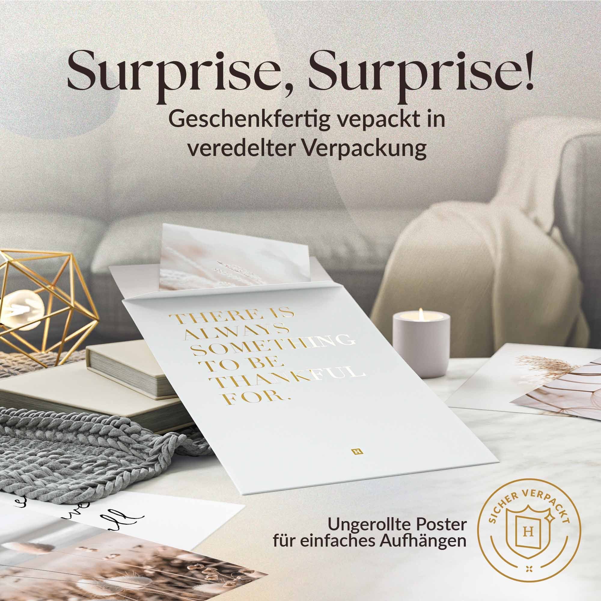 Heimlich Poster Set als Wohnzimmer Deko, Bilder DINA3 & DINA4, Achtsam Beige Strand, Landschaften