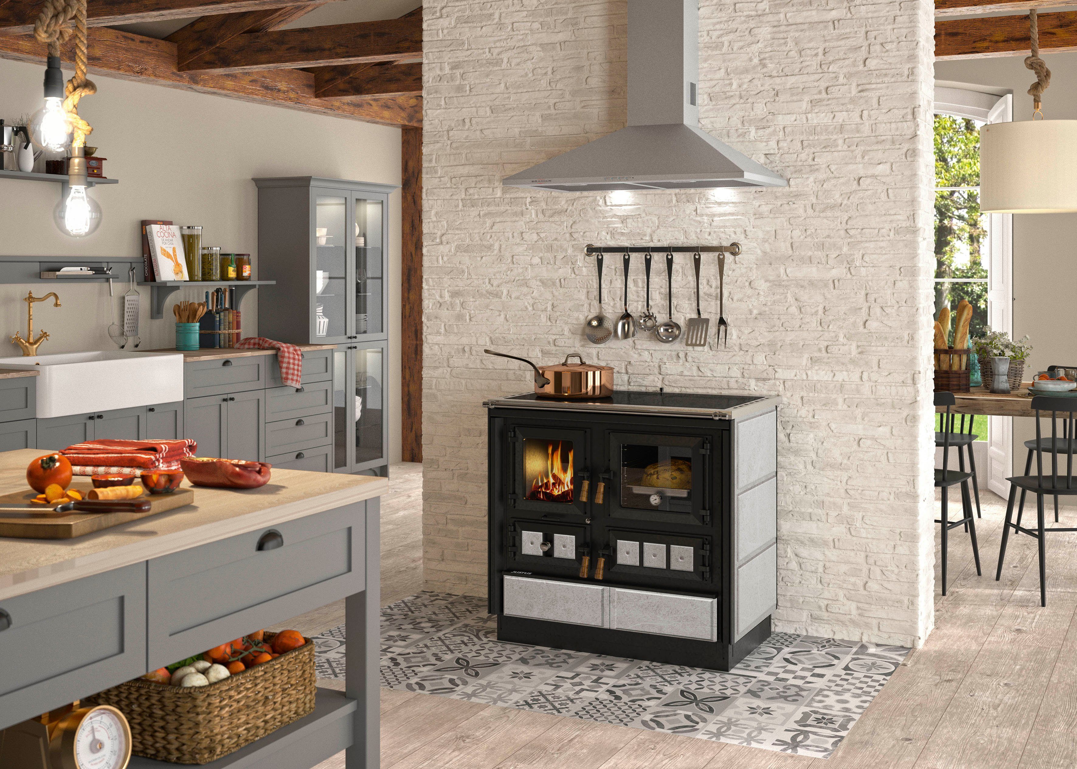 JUSTUS Festbrennstoffherd Rustico-90 2.0, 7,2 kW, Zeitbrand