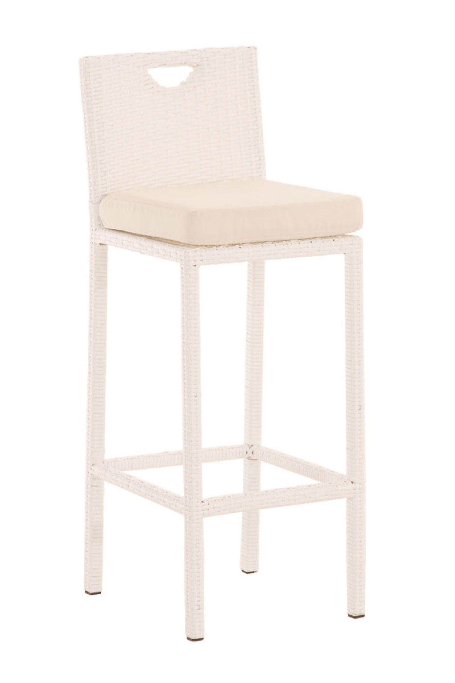 TPFGarden Gartenlounge-Hocker Marlies - Barhocker aus wasserfestem, UV-beständigem Polyrattan (Barstuhl mit pulverbeschichtetem Aluminiumgestell, Tresenhocker mit wasser- und schmutzabweisenden Sitzkissen), Maße (HxBxT): 107x40x44 cm, Sitzhöhe: 75 cm