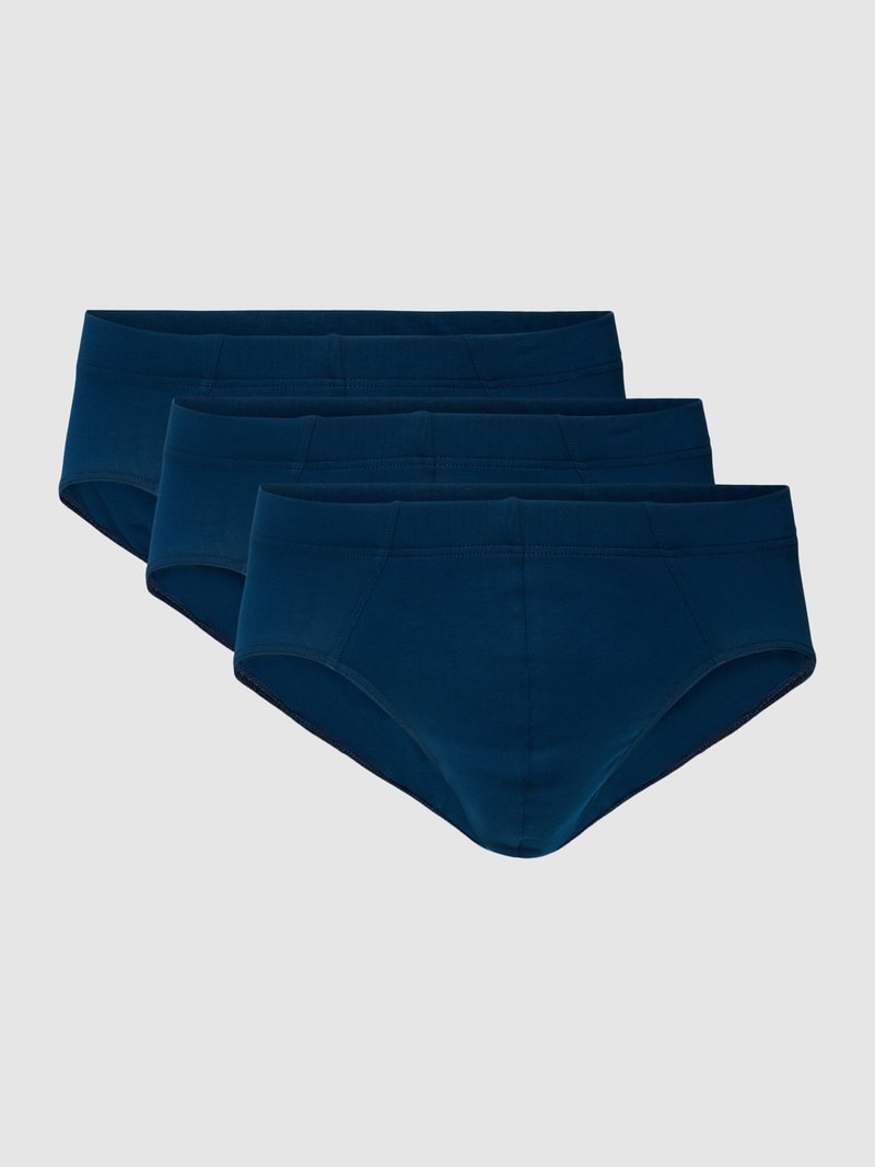 Slip mit elastischem Bund Modell 'Supermini' im 3er-Pack in marineblau