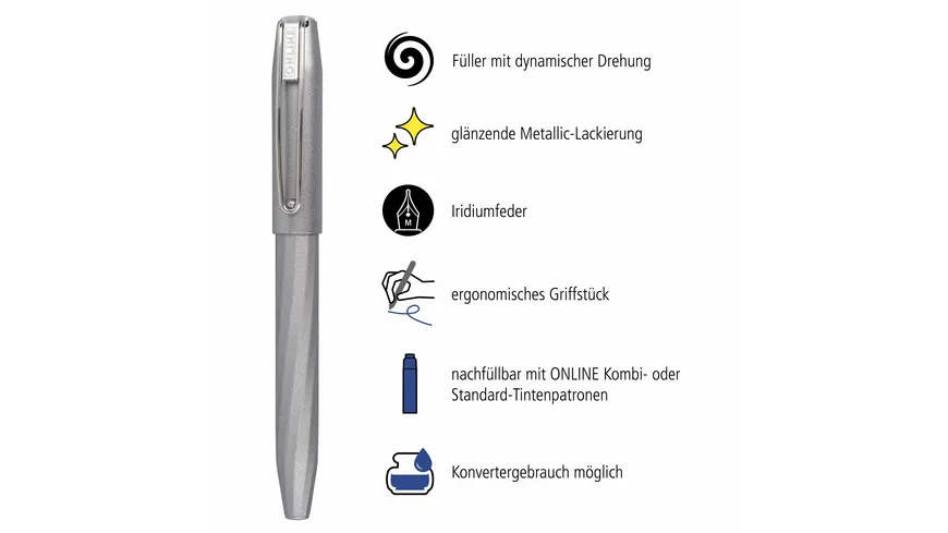 ONLINE Füllhalter Slope Metallic Grey