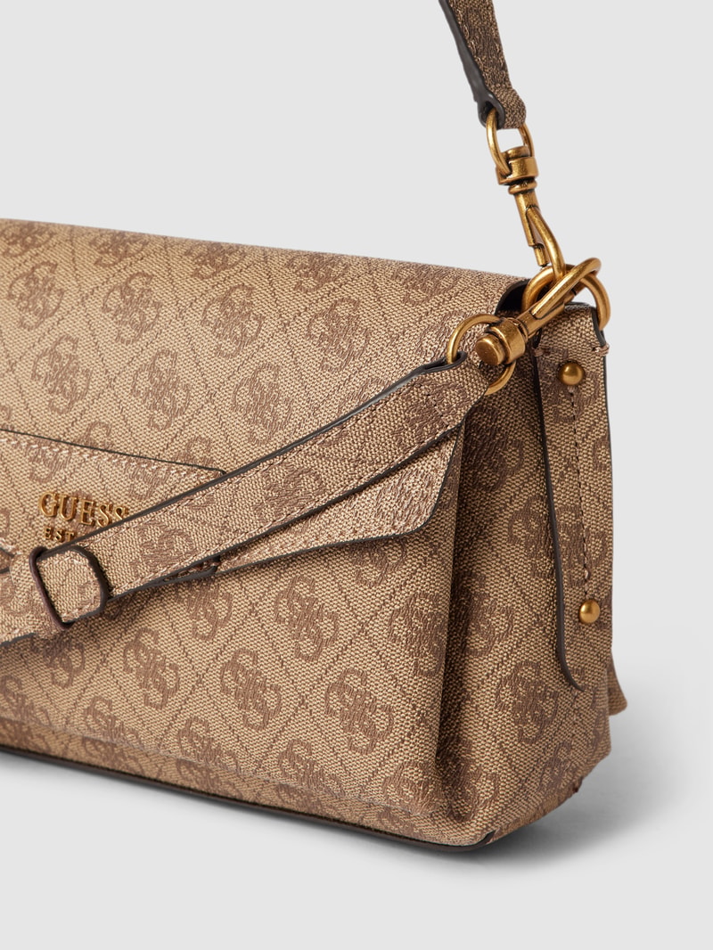 Schultertasche mit Allover-Logo Modell 'BRENTON' in taupe