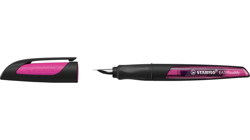 STABILO® EASYbuddy Füller mit Standart-Feder M in schwarz/magenta inklusive Patrone - Schreibfarbe blau (löschbar)