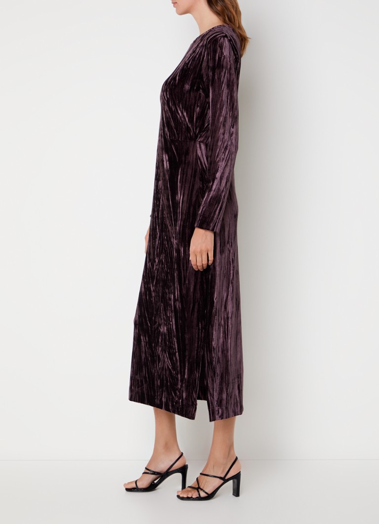 Studio Anneloes Tammy Velvet midi dress with shoulder pads