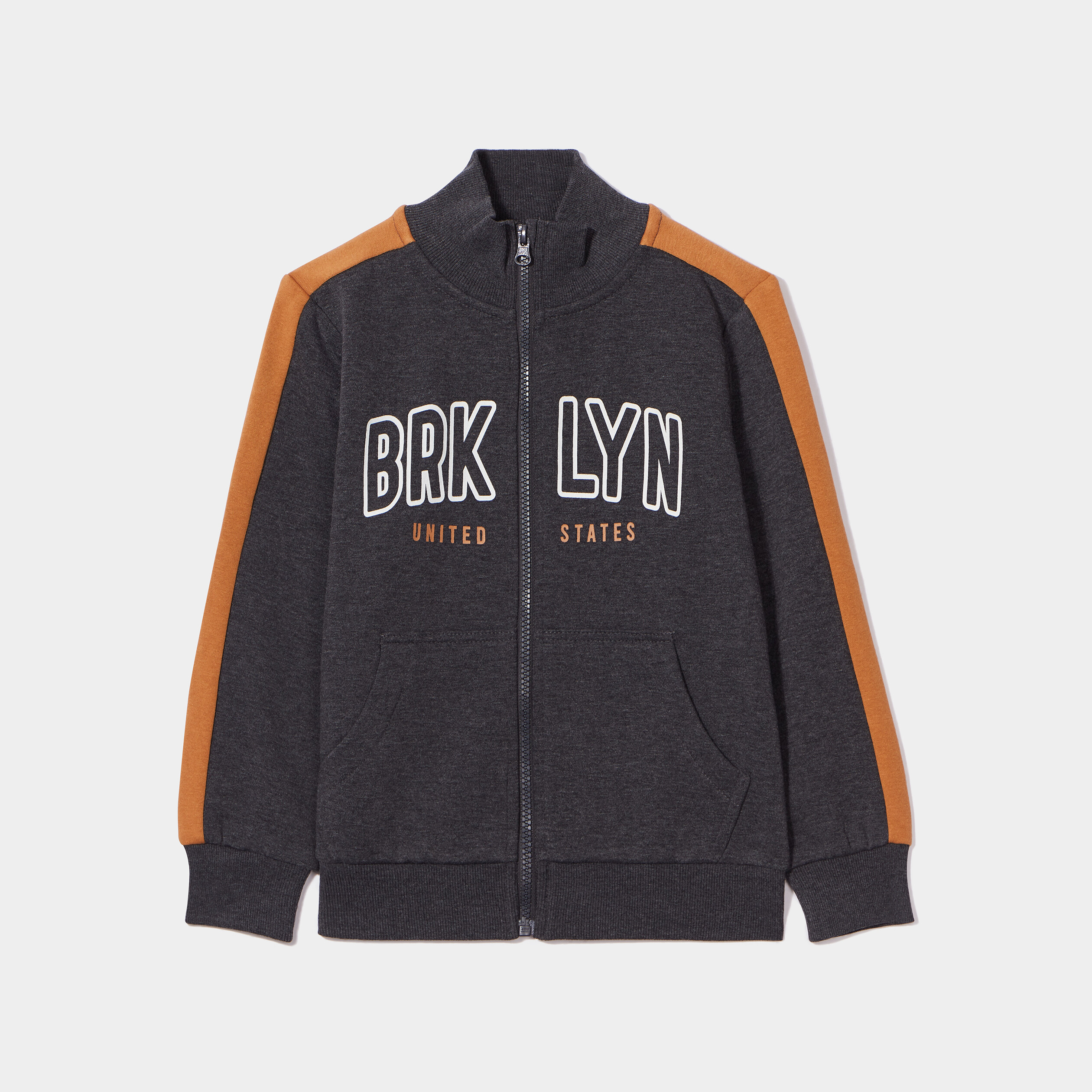 Sweat zippé col montant gris foncé garçon | La Halle