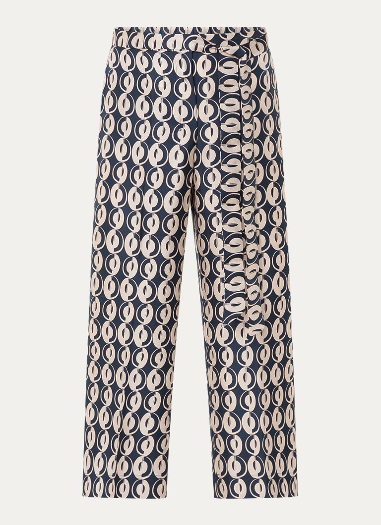 MaxMara Timeb high waist loose fit cropped silk trousers with tie belt