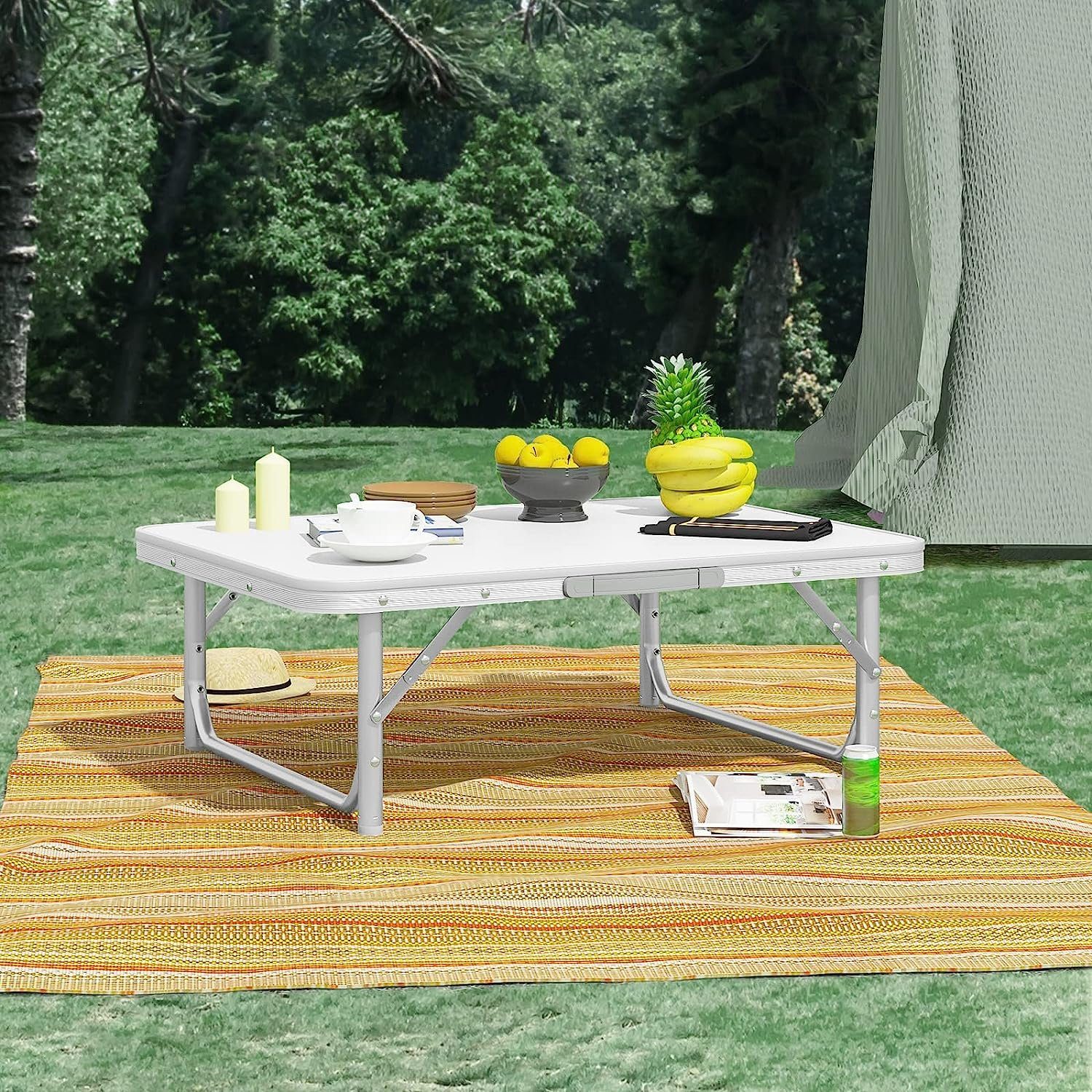 Woltu Campingtisch, Gartentisch tragbar, Reisetisch klappbar, aus Alu, MDF