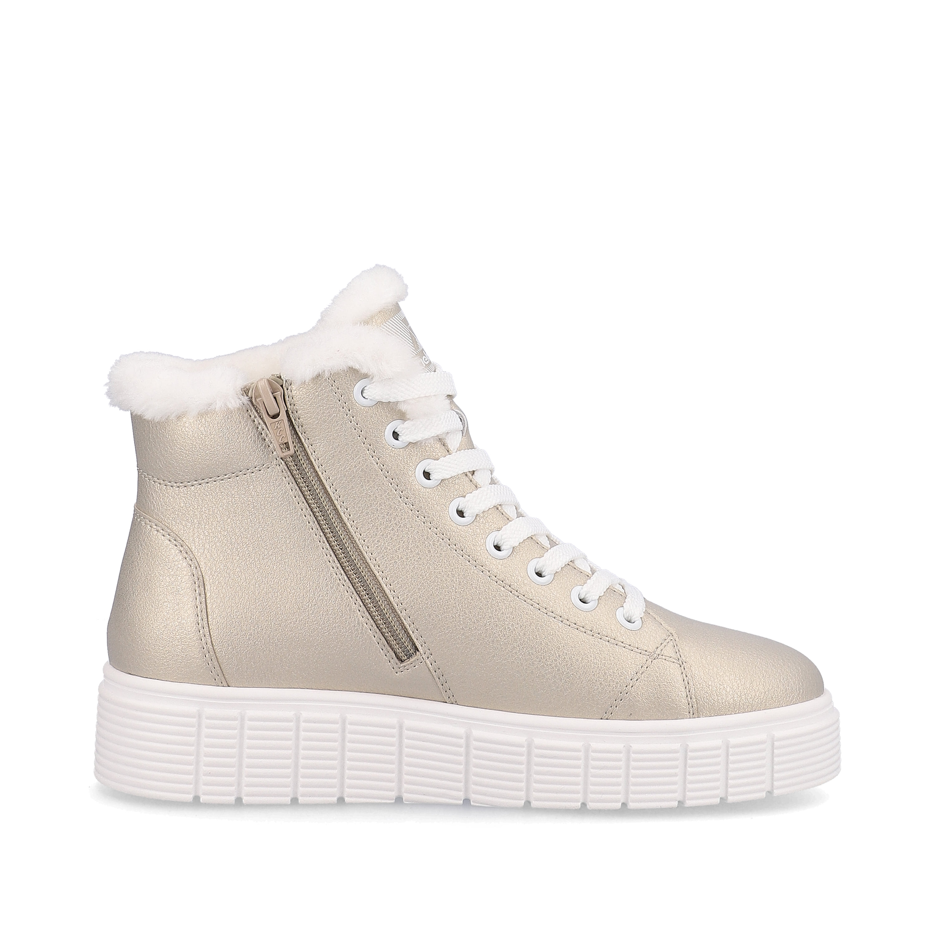 Rieker Damen Sneaker High glittery-gold frost-white