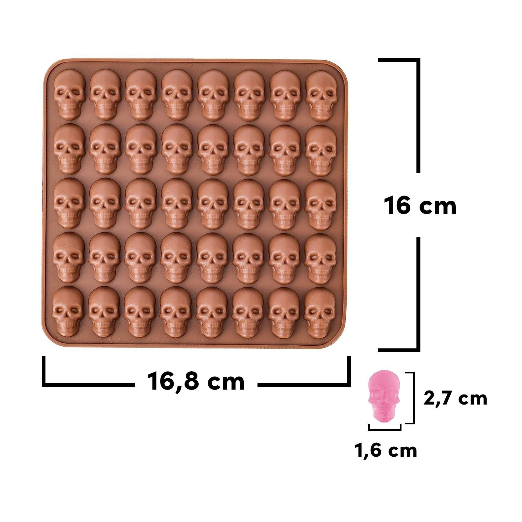 Metamorph Pralinenform Mini Totenkopf Silikonform 40-fach, (1-tlg)