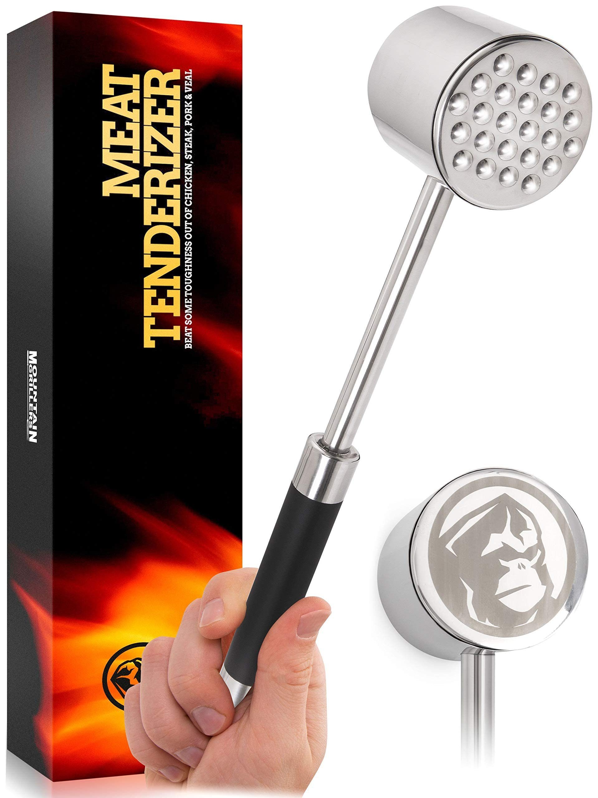 Mountain Grillers Fleischplattierer Doppelseitiger Fleischklopfer, Fleischhammer aus Edelstahl, Edelstahl