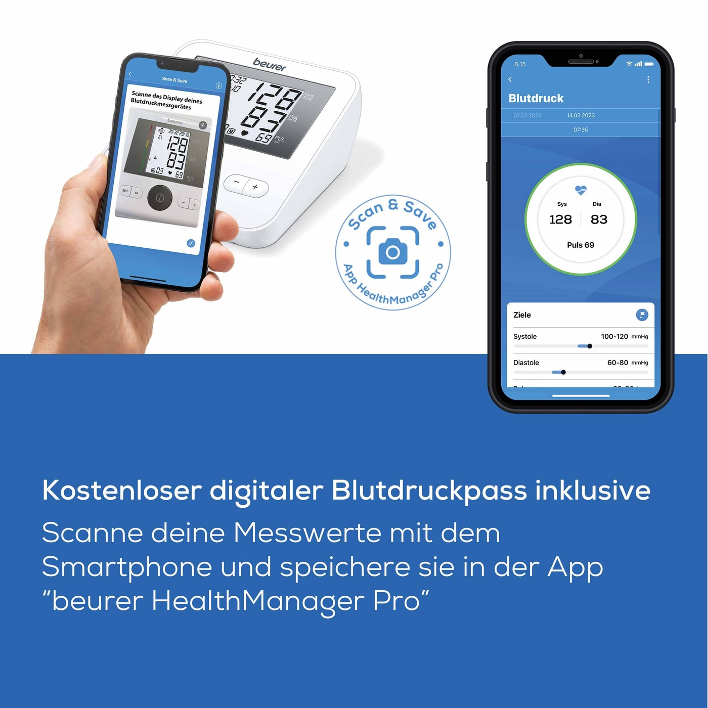 Beurer Oberarm-Blutdruck-messgerät BM 27-Oberarm-Blutdruckmessgerät mit Risiko-Indikator & Blutdruckpass
