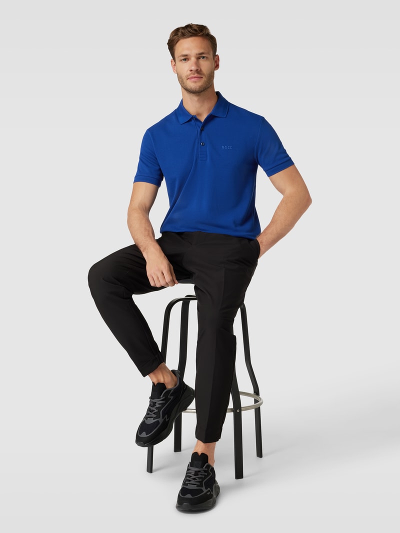Poloshirt mit Label-Stitching Modell 'PADDY' in royalblau
